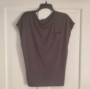 Women's Dark Gray Casual Cap Sleeve Loose Blouse